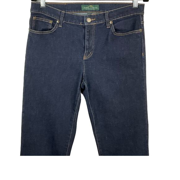 Lauren Ralph Lauren Womens Jeans Classic Straight Leg Mid Rise Dark Blue Rinse 6 - Picture 8 of 14